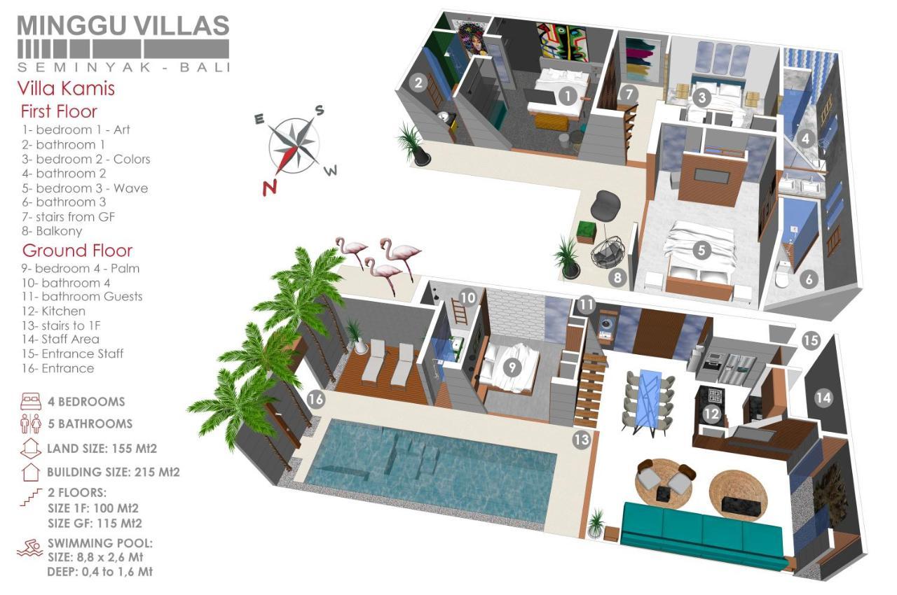 4Br Villa Kamis - Minggu Villas Seminyak エクステリア 写真